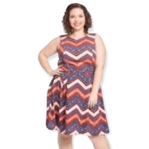 Women’s Plus Size 5X Chevron Dress Multicolor Lined Sleeveless